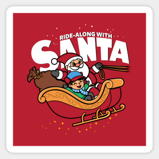 Ride-along With Santa Claus Cute Original Christmas Winter Sleigh Sticker